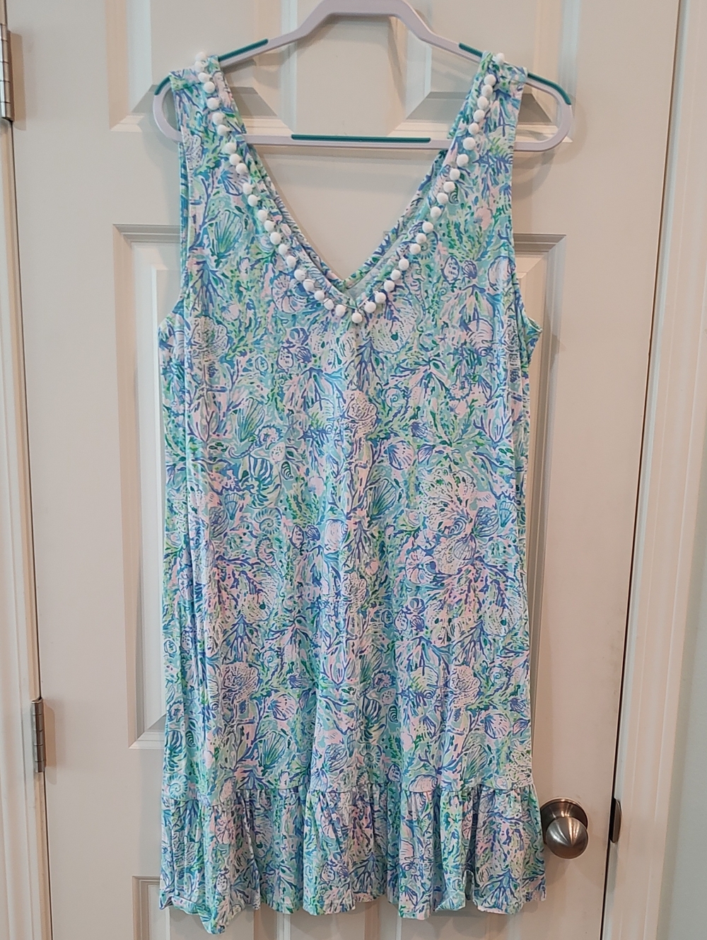 Lilly Pulitzer Floral Pom Pom Sundress in Seafoam, Blue & Pink